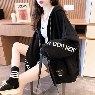 เสื้อแขนยาวฮู้ด เสื้อคลุม Oversize (อก 50-64 นิ้ว) พิมลาย ซิปหน้า มีกระเป๋า สีพื้น ผ้าคอตตอล B14