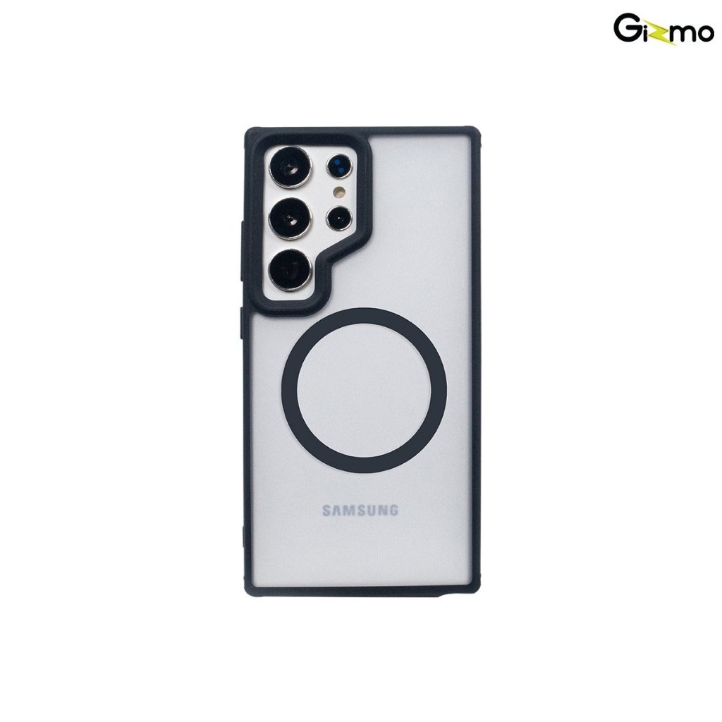 Gizmo รุ่น S24 Ultra เคสใส-แมท ขอบดำ เคสกันกระแทก กันรอยนิ้วมือ เคสชาร์จได้ Fusion Strong X Mag Case