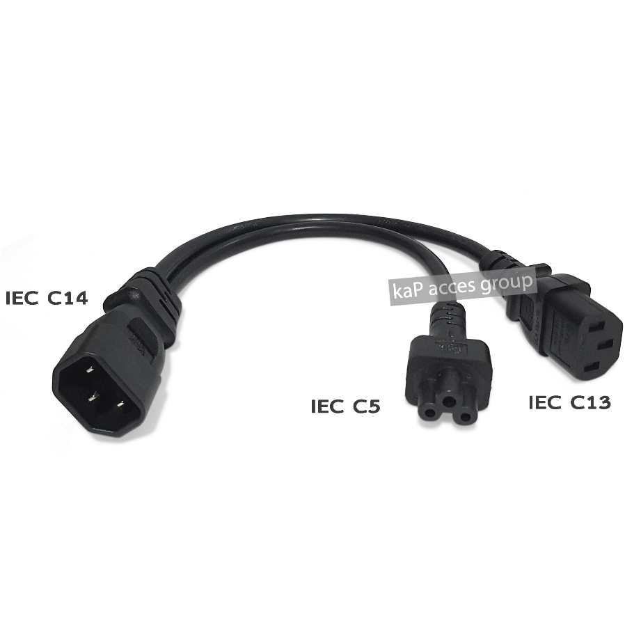สาย Y Connector Power IEC C14 to Splitter IEC C5 / IEC C13 Cable (3x0.75sq.mm) 30CM.