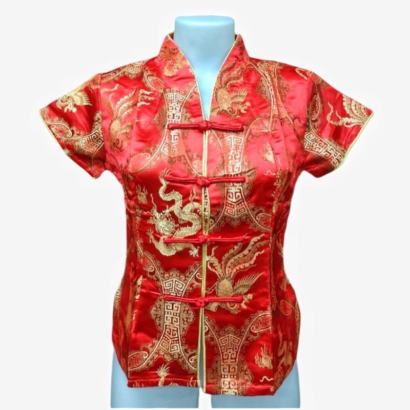 เสื้อกี่เพ้าผ่าหน้า ลายมังกร