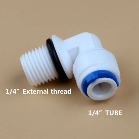 ข้อต่อเครื่องกรองน้ำ แบบงอเกลียวนอก ต่อสาย 2 หุน ข้อต่อตรงข้องอ ต่อสาย 2 หุน 2 ด้าน Adapter Water Filter Tubing Fittings