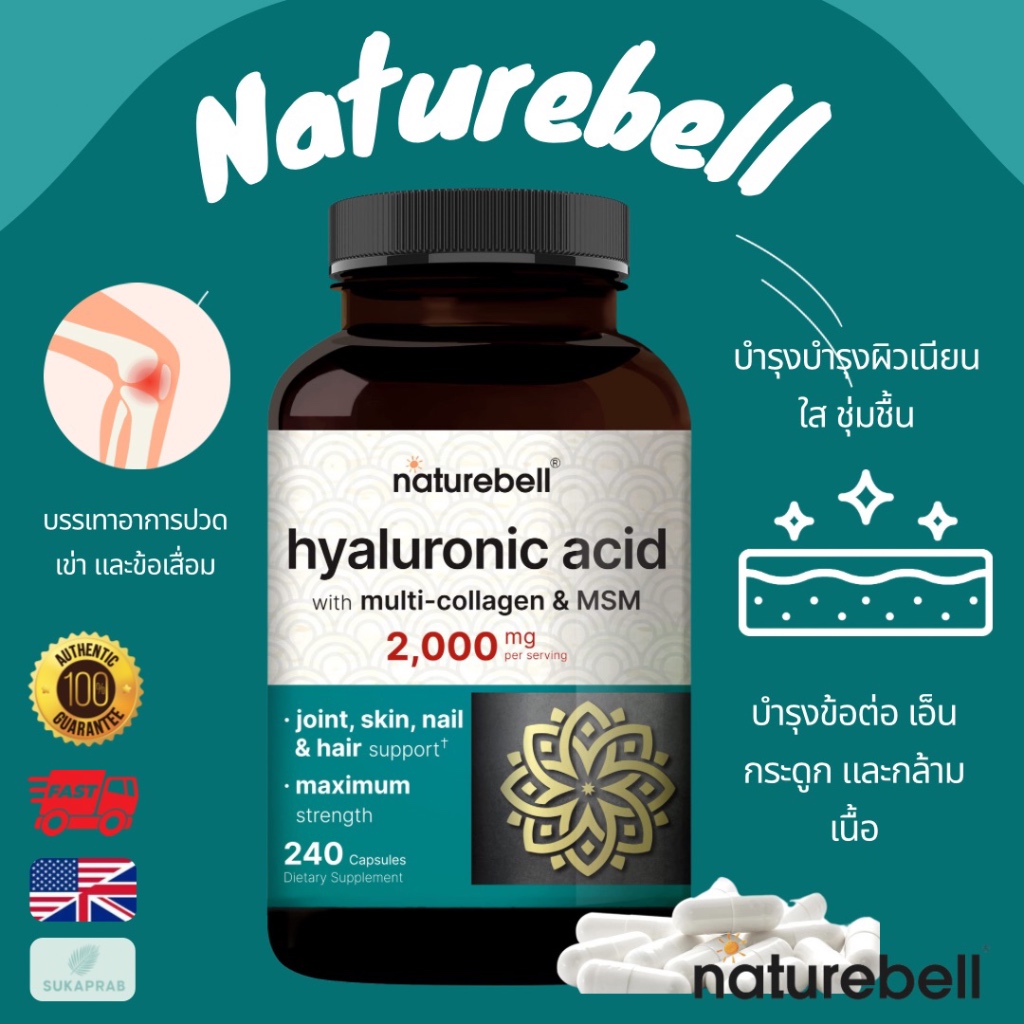 พร้อมส่ง NatureBell Alpha Lipoic Acid ALA 600mg Per Serving | 300 Capsules