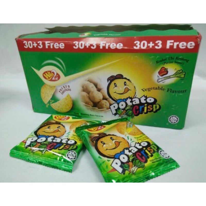 Win2 Baked Potato crisp 🌳รสผัก🌳ขนมแครกเกอร์มันฝรั่งบางกรอบ (1 แพ็คมี 30 ชิ้นค่ะ)