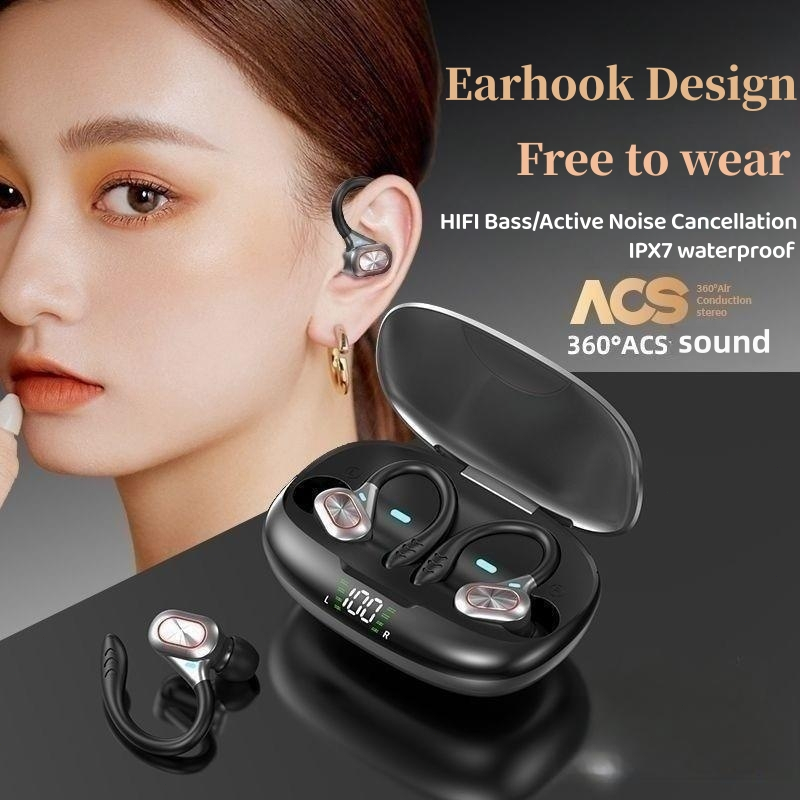 SP16 Wireless Bluetooth earphones with Earhooks Noise Cancelling Waterproof Sport Earphones Built-in