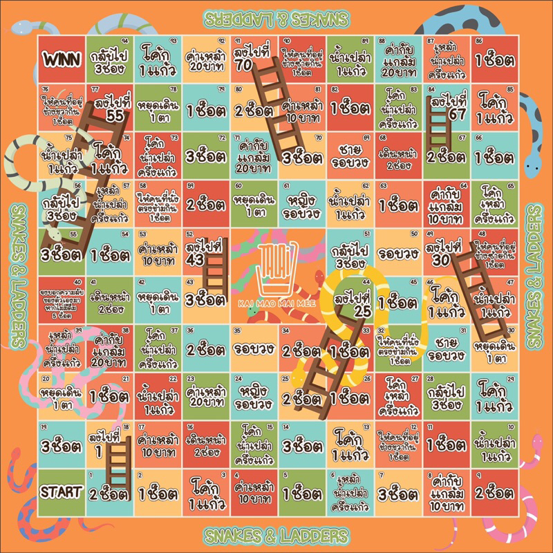 SNAKES & LADDERS กระดานบันไดงูวงเหล้า สำหรับสายดื่ม ปาร์ตี้