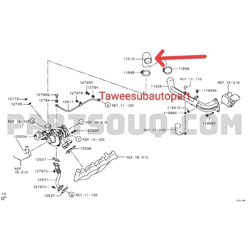 ท่อเทอร์โบแท้ TRITON KA4 8V-16V ตัวL MN-171305