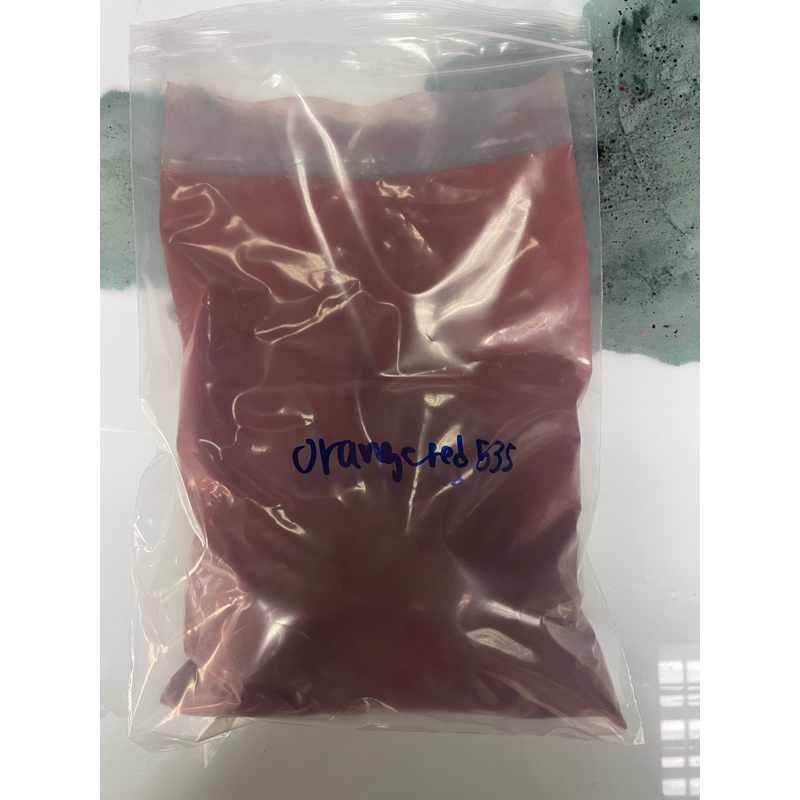 สีผสมอาหารแดงส้มแบบผง (สีละลายน้ำ) Orange Red 535 แบ่งบรรจุ 1 กก.
