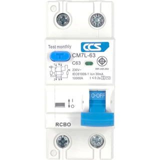 เมนเบรกเกอร์ กันดูด เบรกเกอร์ กันดูด Circuit Breaker รุ่น CM7L-63 2P RCBO แบรนด์ CCS (รับประกัน 5 ปี)