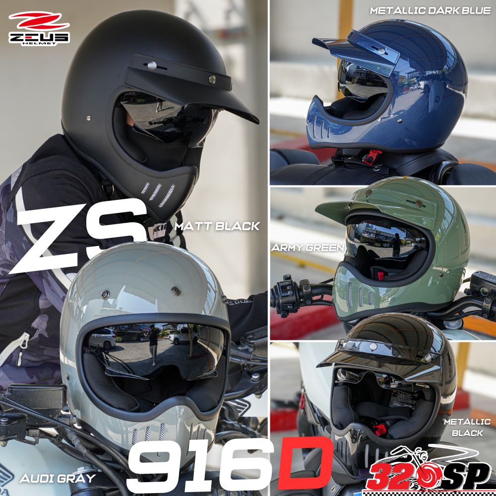 ลด 100 บาทอัตโนมัติ !! แก๊ปติดหมวก 1 ชิ้น หมวกกันน็อควินเทจ ZEUS ZS-916D | 5 ลายล่าสุด