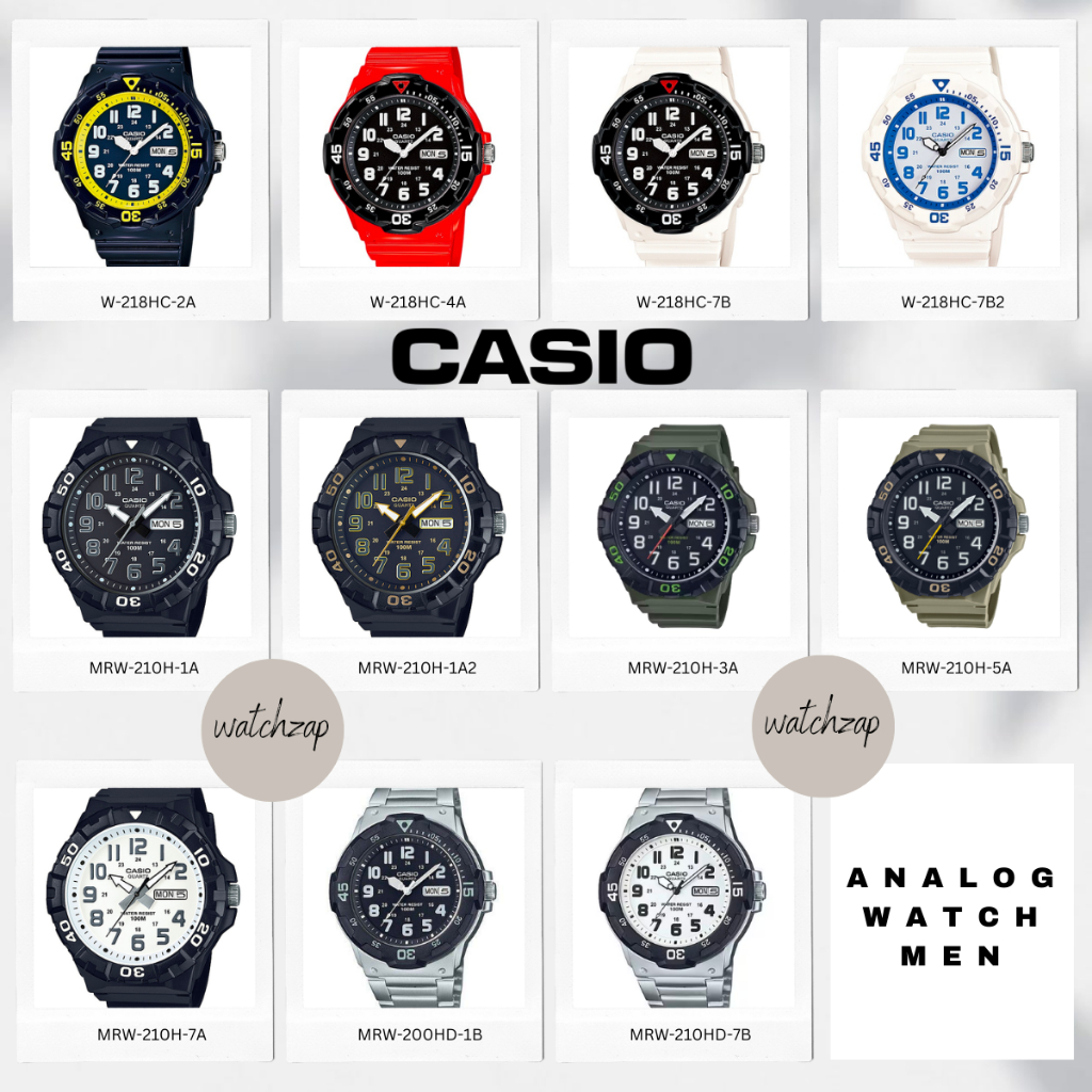 Casio Standard นาฬิกาข้อมือผู้ชาย สีดำ สายเรซิน รุ่น MRW-200HC MRW-210H MRW-200HD