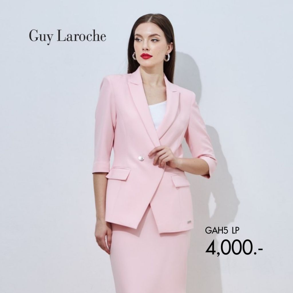 Guy Laroche แจ็คเก็ตทำงานผู้หญิง คิง สูทติ้ง ทรงเข้ารูป สีชมพูอ่อน (GAH5LP)