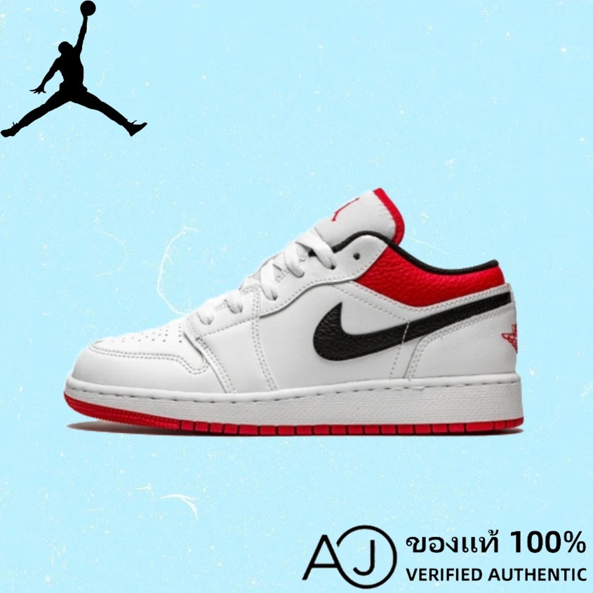 [ของแท้ 100%] Nike Air Jordan 1 low chicago Running shoes white and red