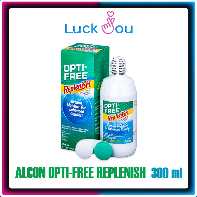 ALCON Opti Free Replenish 300 ml ออฟติ ฟรี รีเพลนิช น้ำยาล้างคอนแทคเลนส์ ฟรี ตลับใส่คอนแทคเลนส์