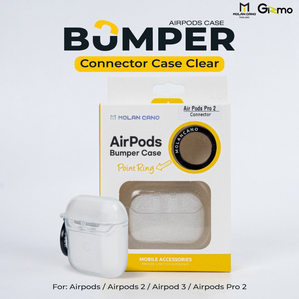 Molan Cano Bumper Case สำหรับ Air pod 2 / Air pod Pro2 / Pro 3 เคส แอร์พอต สีใส แบบชิ้นเดียวไม่แยก(แ