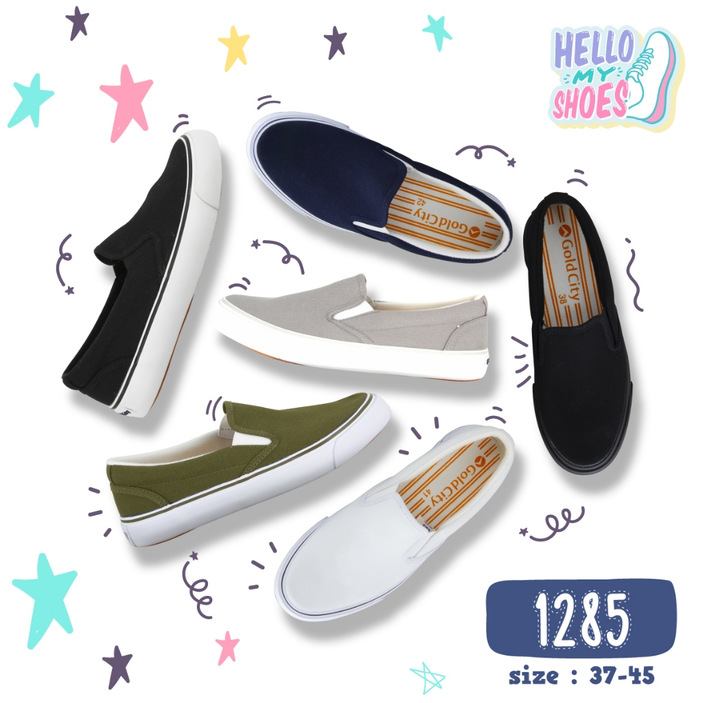 รองเท้าสลิปออน พื้นยางพารากันลื่น ขอบนุ่ม รุ่น 1285 สินค้าตรงปก จัดส่งไว แท้100%