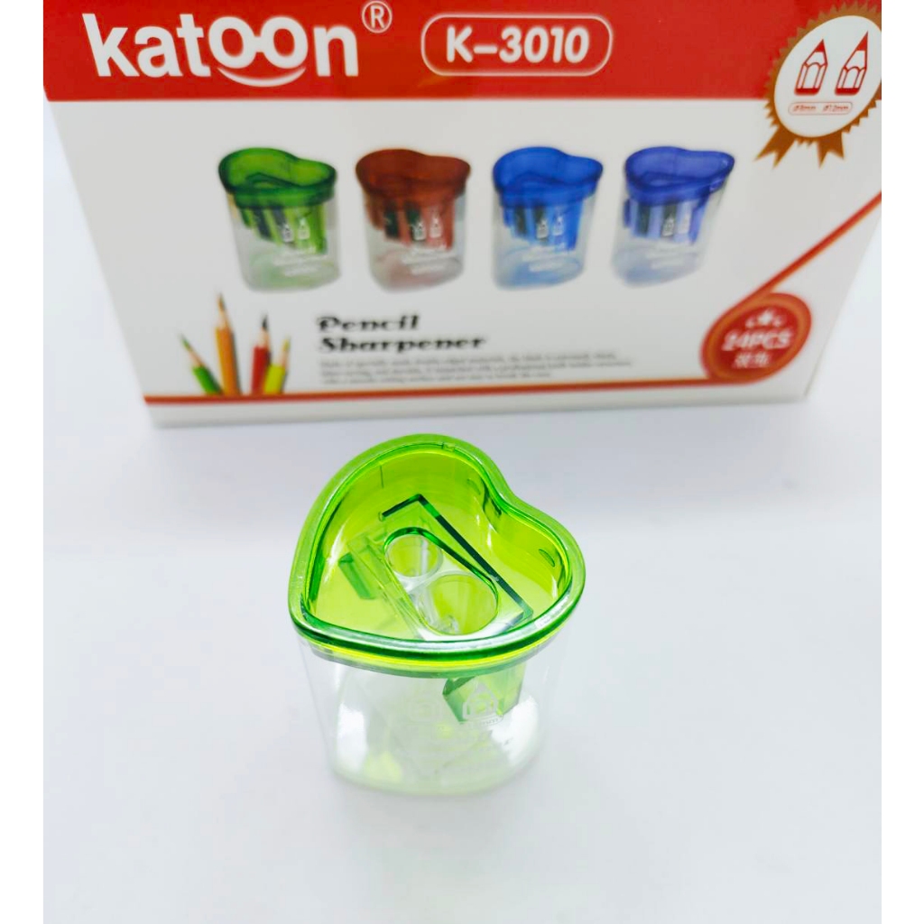 🔥 แพ๊ค 24 PCS หัวใจ3010🔥 กบเหลาดินสอ 2 รู รูปหัวใจที่เหลาดินสอ คละสี แบบมือหมุน เหลาง่าย มีฝา เครื่องเขียน โรงเรียน - รูปที่ 2