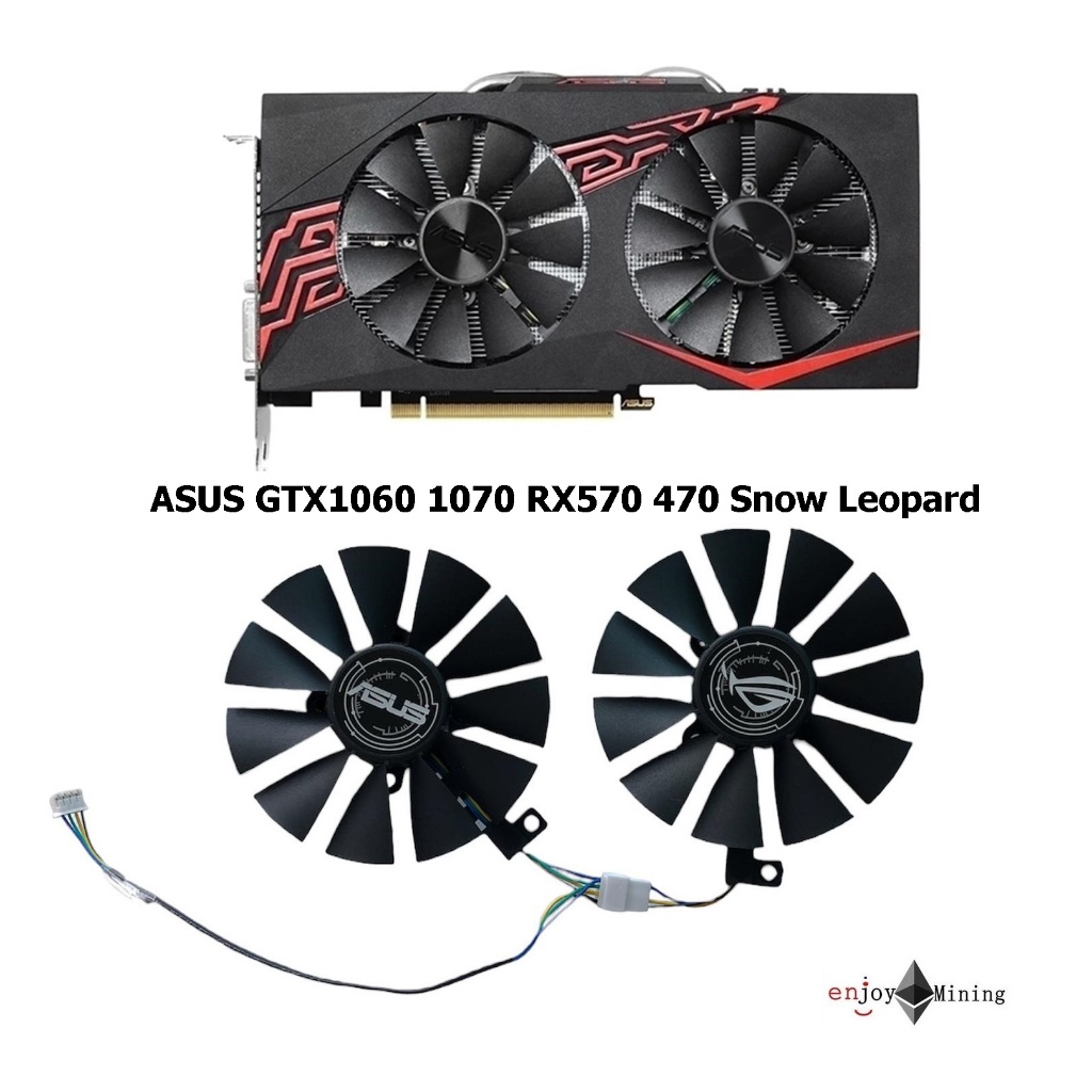 พัดลมการ์ดจอ Asus Radeon RX 470 4GB 570 Mining 580 Travel OC  GTX 1060 1070 Graphics Cooling Fan (FD