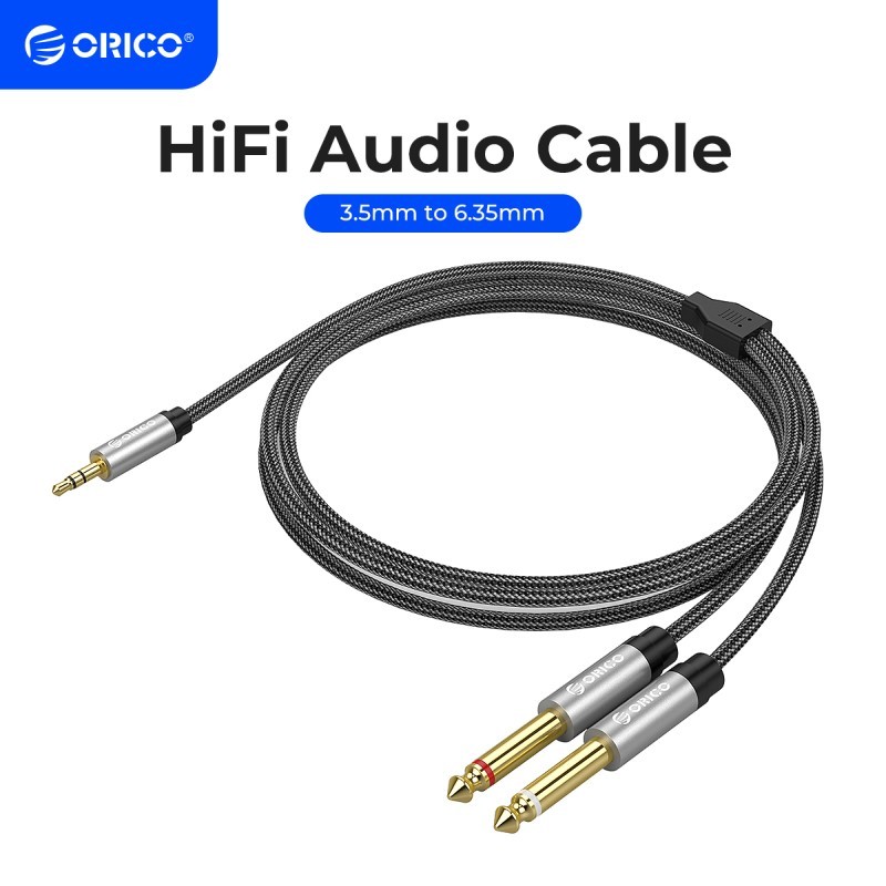 Orico 3.5 to 6.35 M/M Professional Audio Cable สาย 3.5 trs to dual 6.35 ts