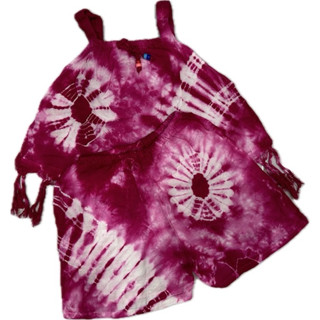 ชุดสายยืดมัดย้อมสีสันสดใสเนื้อผ้าสปัน