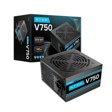 ATOM V750 USANTEC ATOM (อุปกรณ์จ่ายไฟ)  (BLACK) (ATX) รองรับไฟขาเข้า200 - 230 VAC ระบบป้องกันไฟเกินOVP, ประกัน2ปีศูนย