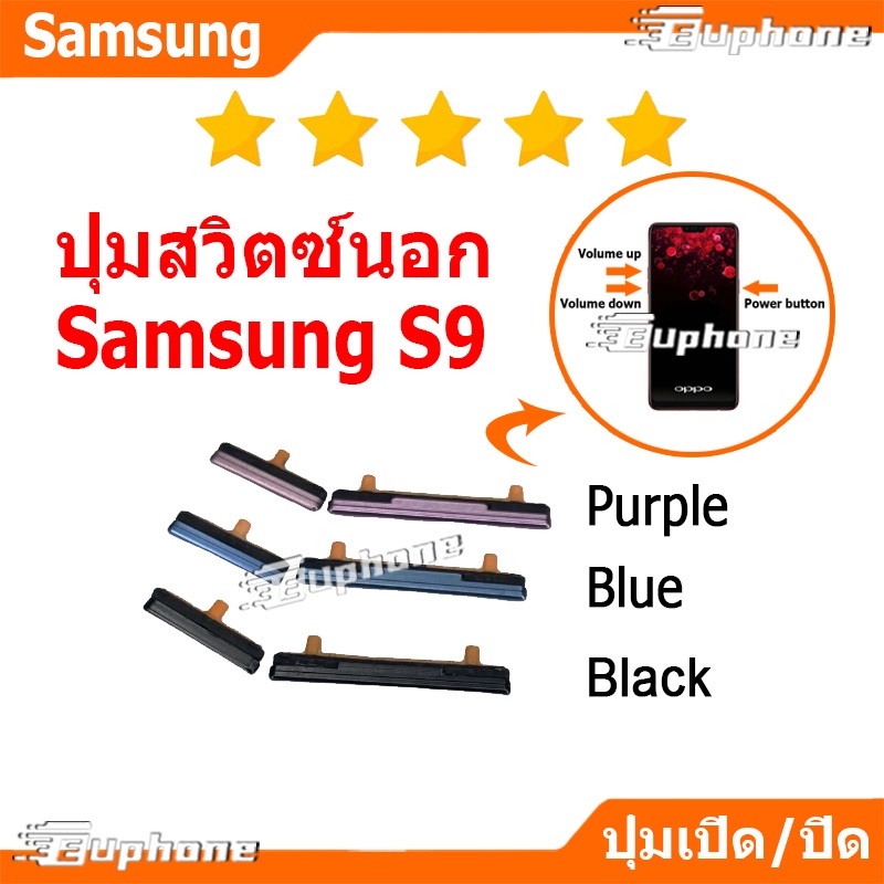 ปุ่มกดสวิทช์ด้านนอก Samsung S9 ปุ่มเปิดปิด ปรับระดับเสียงขึ้นลง ON OFF+VOLUME BUTTON