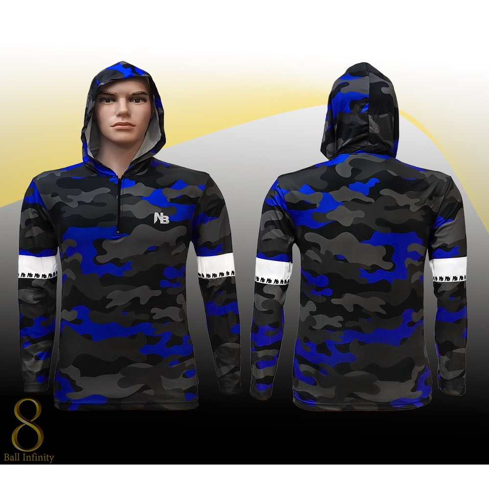 C เสื้อตกปลาหมวก NB Fishing ลายพรางน้ำเงิน กันแสงUV_ ผ้านิ่ม ใส่สบาย ระบายอากาศ (สินค้าพร้อมจัดส่ง)
