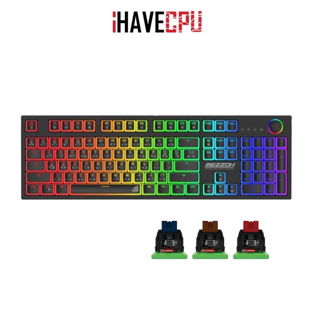 iHAVECPU KEYBOARD (คีย์บอร์ด) SIGNO MEZZON KB-752BLK (EN/TH)