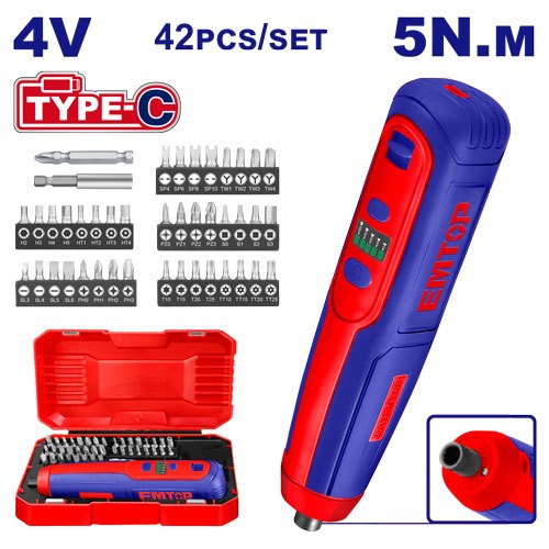EMTOP ไขควงไฟฟ้า ไร้สาย แบตเตอรี่ 4v รุ่น ECSR0406