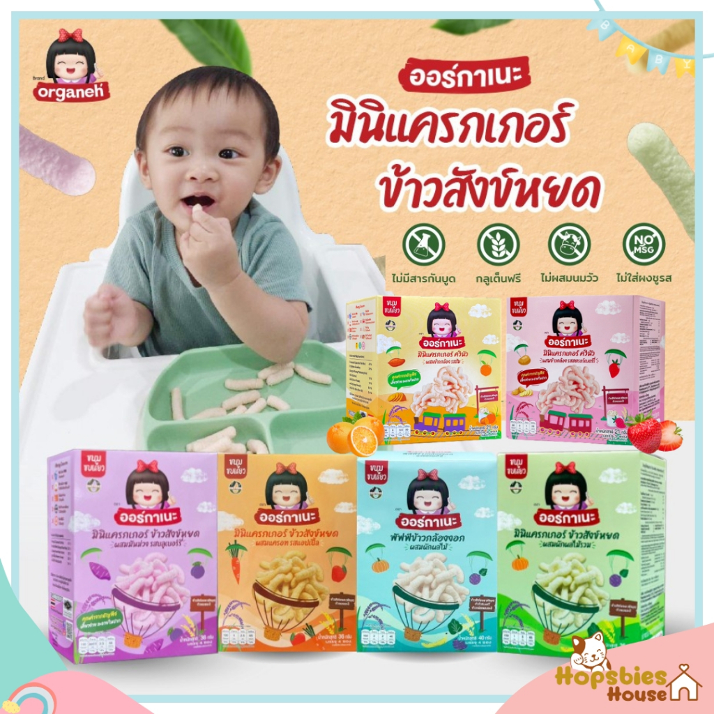 มินิแครกเกอร์ ข้าวสังข์หยด ข้าวกล้องงอก ควินัว ออร์กาเนะ (Organeh) 6 รสชาติ