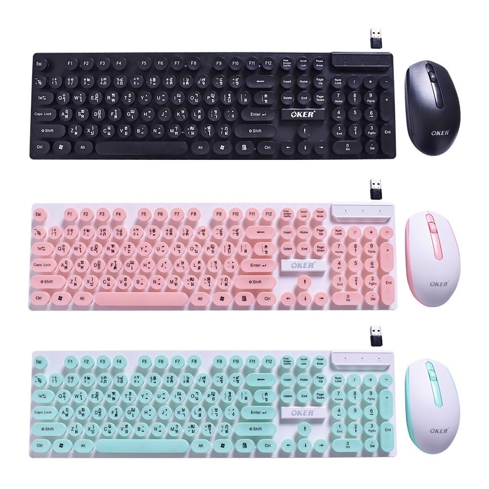 Oker wireless keyboard+Mouse รุ่น KM-6500 ไร้สายเป็นเซท คีบอร์ด+ เม้าส์ K6500 ไร้สายเป็นเซท คีบอร์ด+ เม้าส์ โคตรสวย