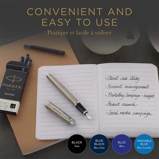 Parker หมึกหลอด สำหรับปากกาหมึกซึม ไส้ปากกาคอแร้ง แพ็ค 5 ชิ้น Parker Quink refill pack 5 CT Blue, Black