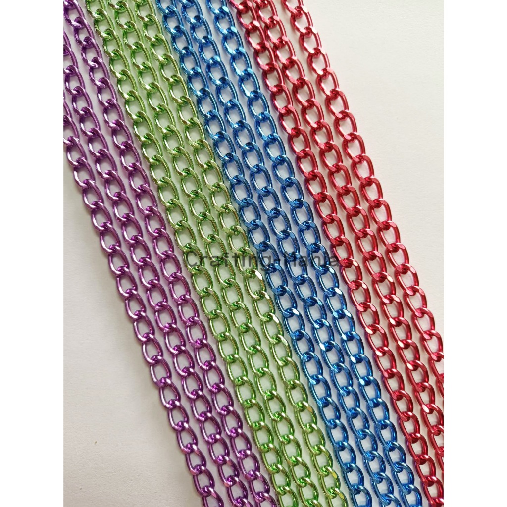 โซ่อลูมิเนียม 7 มิล ตัดเหลี่ยม หลายสี โซ่ DIY โซ่แขวนป้าย