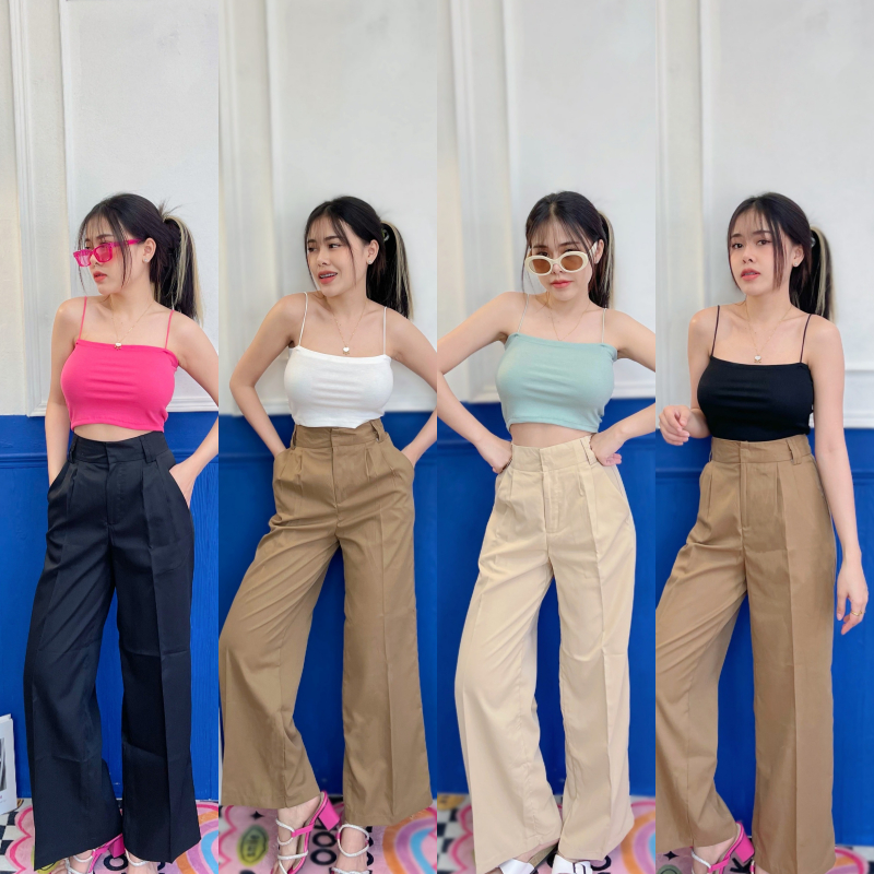 Live x SpinnyHouse  เสื้อสายเดี่ยว สายสปาเกตตี้  ♥️ผ้ายืดเยอะ+นิ่ม♥️จะอดใจไหวเหรอ💕 เดี่ยวร่อง P102B