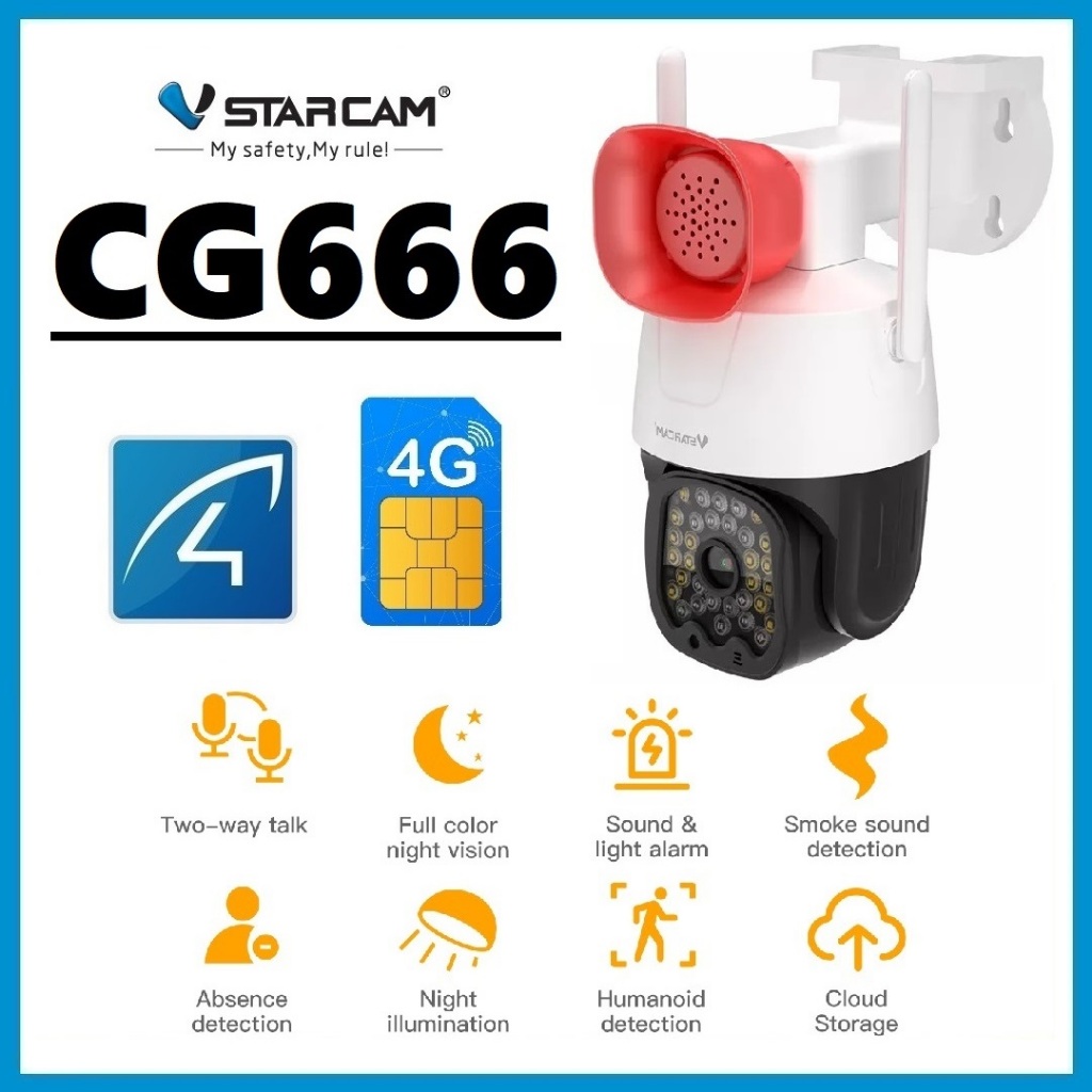 VSTARCAM CG666 4G LTE SiM SUPER HD 1296p 3.0MegaPixel H.264+ iP Camera กล้องวงจรปิดใส่ซิม