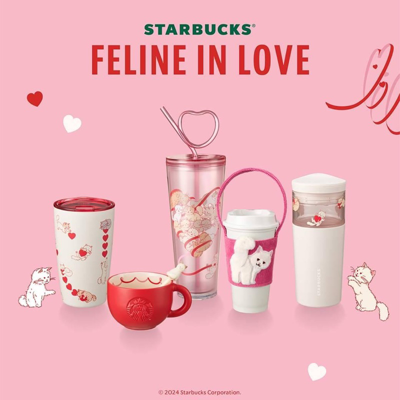 % Starbucks Feline in love Valentine Collections ของแท้จากSHOP %
