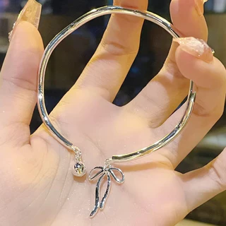 COD-ในไทย💖สร้อยข้อมือ สีพื้นประดับโบว์ ปรับขนาดได้เปิด น่ารักหวาน ไม่ทําให้แพ้ง่าย สไตล์เกาหลีเรียบง่าย สำหรับผู้หญิง-Kr