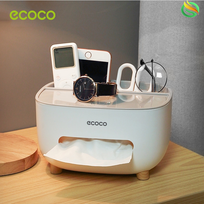 [พร้อมส่ง]ECOCO กล่องทิชชู่ มีที่วางโทรศัพท์ ที่ใส่ทิชชู่ กล่องกระดาษทิชชู่ มี 3 สีสไตล์มินิมอล
