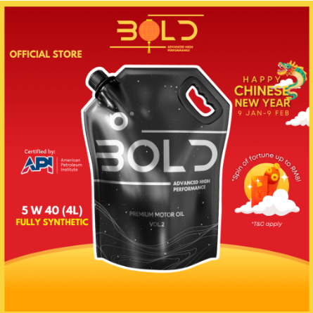 BOLD น้ำมันเครื่อง 4 ลิตร 5w40 กึ่งสังเคราะห์ เบนซิน FULLY-Synthetic API