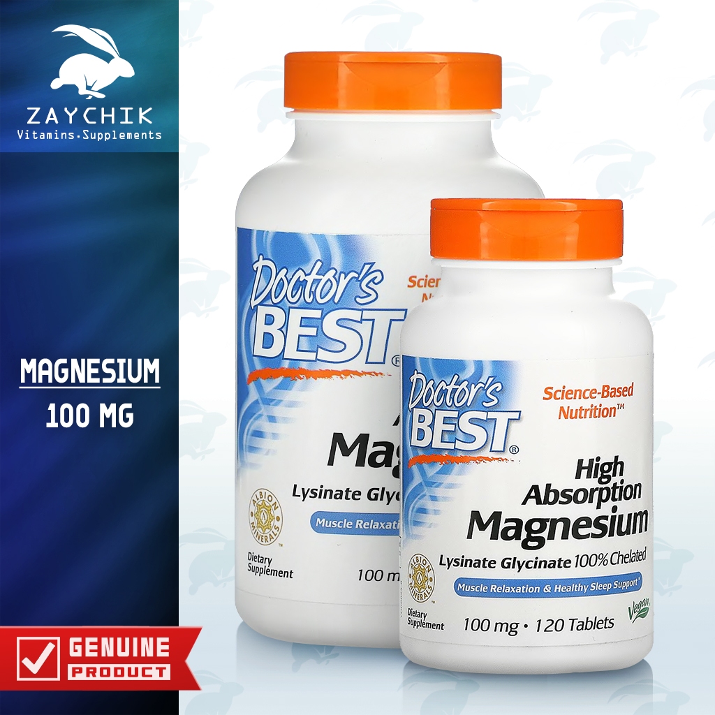 [พร้อมส่ง] Doctor's Best High Absorption Magnesium แมกนีเซียม สูตรดูดซึมสูง Vegan วีแกน [ZAYCHIK]