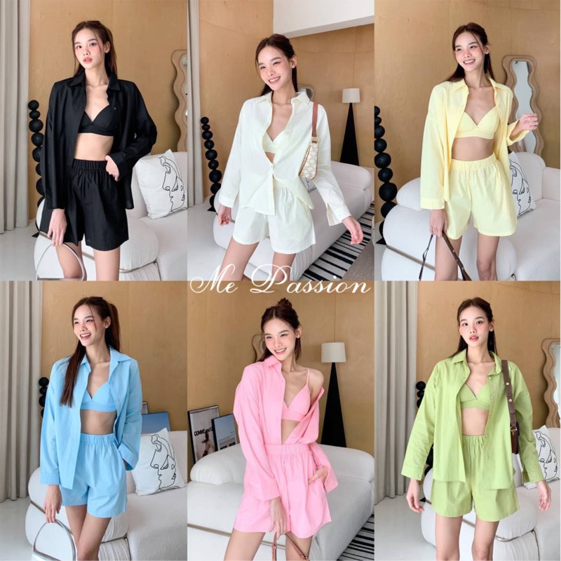 SUMMER SET : ชุดเซ็ท3ชิ้น เสื้อเชิ้ต กางเกงขาสั้น มาพร้อมกับบราแซ่บๆ😎