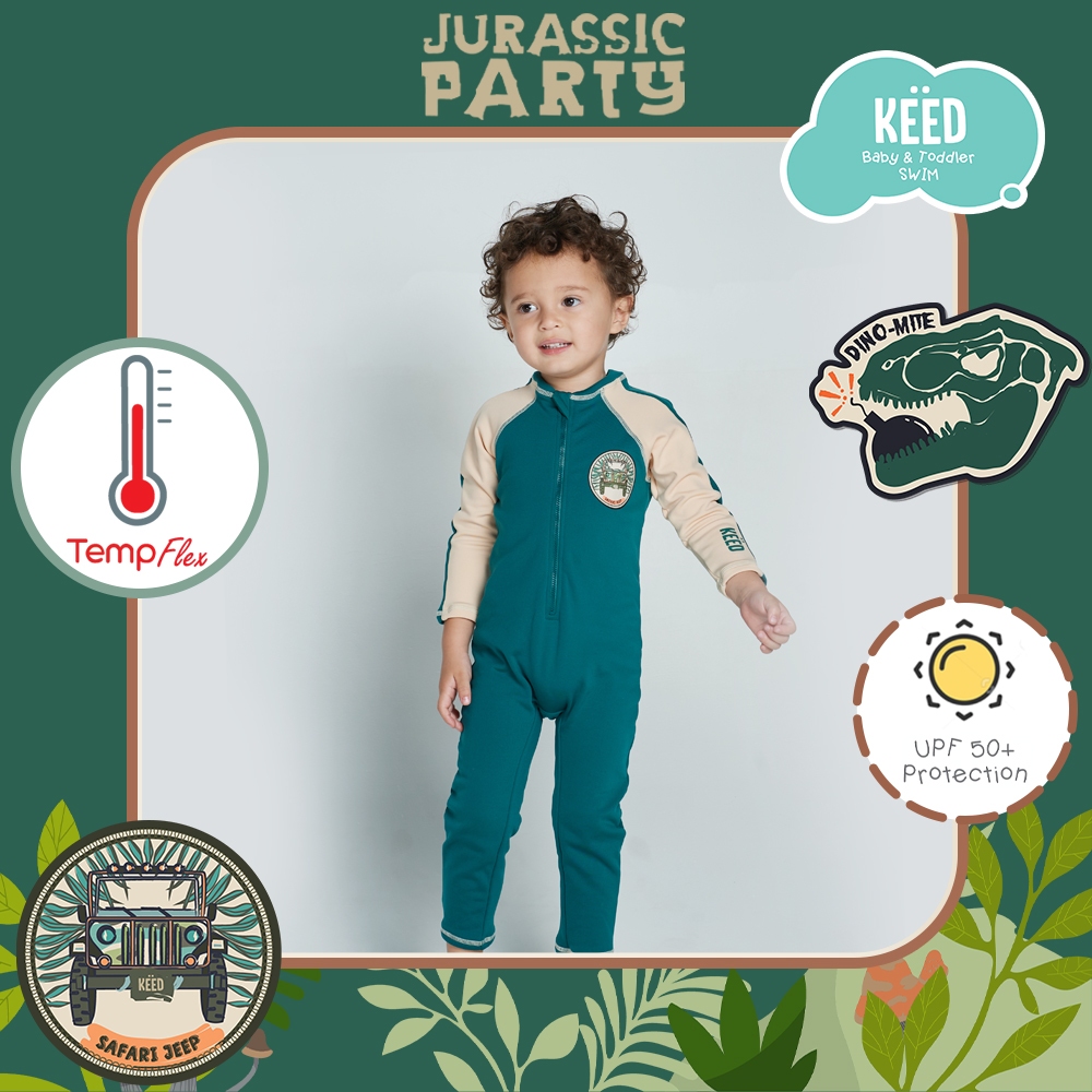 KEED بدلة سباحة حرارية بأكمام طويلة Dino Safari — صورة 8