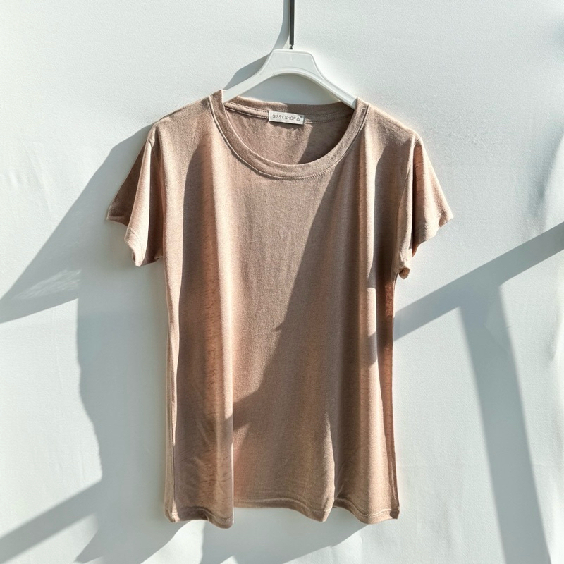 S2 เสื้อยืด คอกลม ผ้าสลาฟ สาวอวบ รอบอก 40-46“