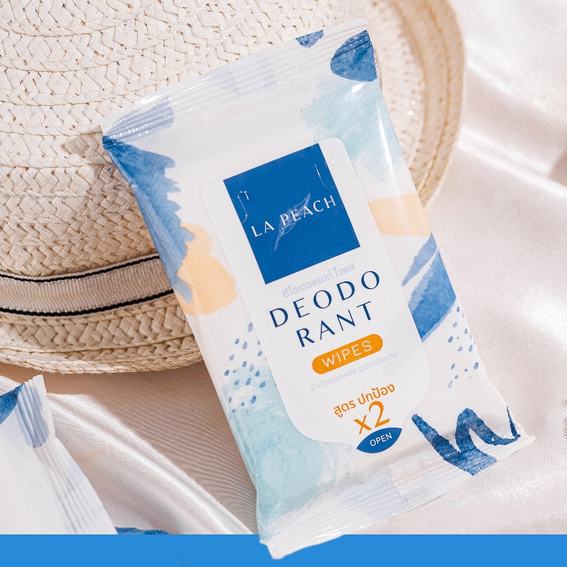 ผ้าเช็ดรักแร้ ลดเหงื่อ และระงับกลิ่นกาย LA PEACH DEODORANT WIPES  EXTRA CARE DOUBLE PROTECTION