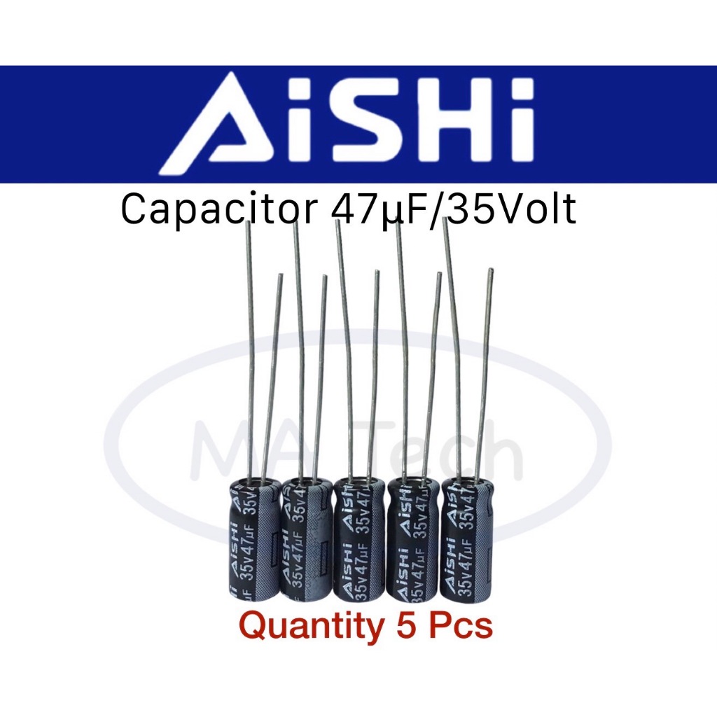 35v 47uf คาปาซิเตอร์ 47uf 35v Capacitor 47uf35v ขนาด 5x11.0mm 1 ชุด มีจำนวน 5 ชิ้น(ตัว)