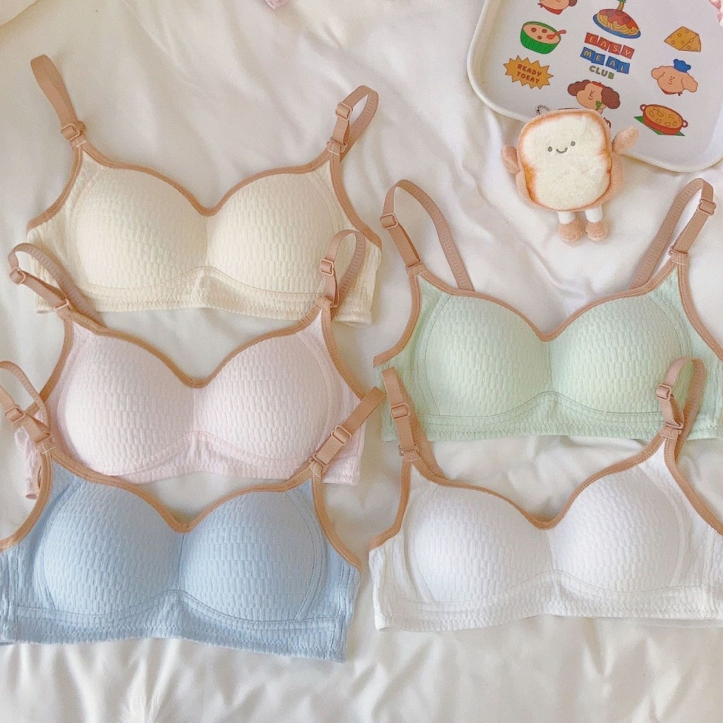 [ส่งจากไทย] 𝙎𝙩𝙪𝙙𝙞𝙤𝘽𝙧𝙖 #bra-243 เสื้อในดันทรง ผ้าฝ้าย สีพาสเทล ขอบตัด ไร้โครง