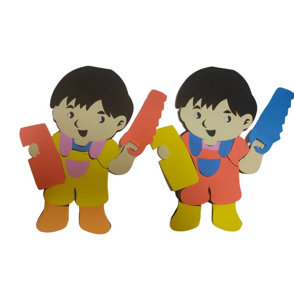 สื่อการสอน โฟมยางรูปช่างไม้ สุ่มสี ต่อชิ้น