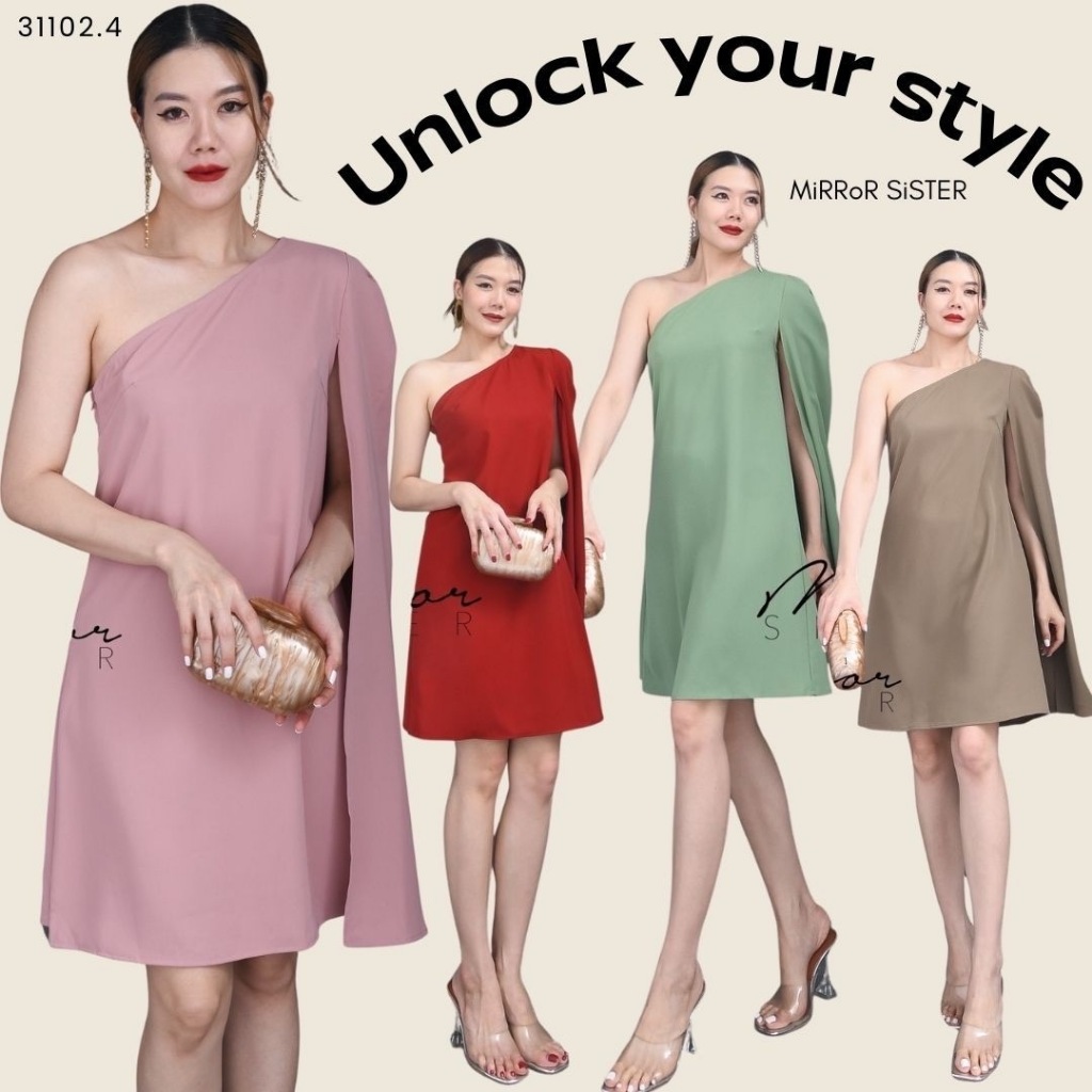 🩷🩷 MirrorSister 31102.4 VeNice SinGLe SHouLDER DReSS เดรสใส่ออกงาน ดีไซน์สวย หรู ใส่ง่าย ตรงใจทุกสี