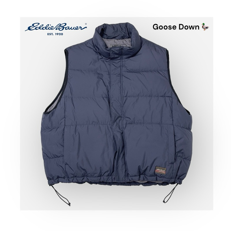 Vintage Eddie Bauer Goose Down Puffer Vest jacket Navy Blue XXXL ไซต์ใหญ่ครับ