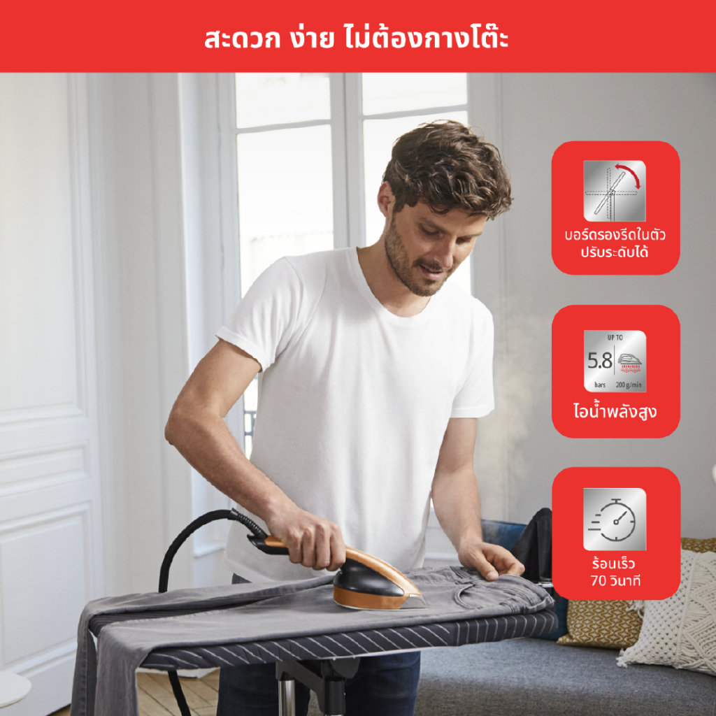 Tefal เตารีดแรงดันไอน้ำพลังสูง IXEO POWER All in one solution รุ่น QT2020 QT2020TO QT2020T0 รับประกั