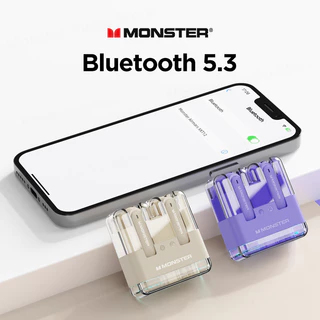 Monster XKT12 หูฟังบลูทูธ คุณภาพเสียง HIFI TWS บลูทูธ 5.3 เคสโปร่งแสง ไฟLed การโทรHD โหมดเกม เวลาแฝงต่ำ